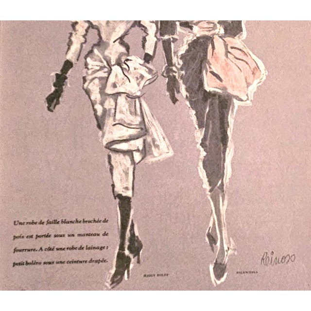 Mid-Century Modern 1946 French Mid-Century Fashion Print-Balenciaga, Maggy Rouff For Sale - Image 3 of 4