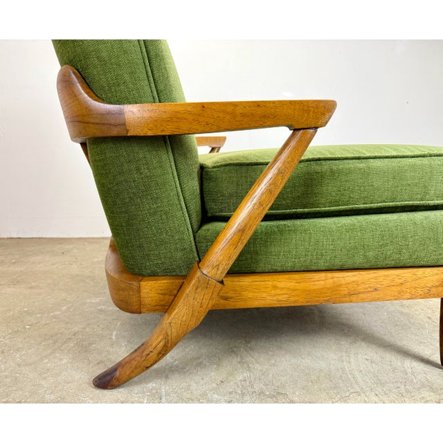Asparagus Mid Century Modern Pecan Wood “Sophisticate” Lounge Chair by Tomlinson Restored For Sale - Image 8 of 12