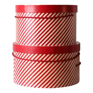 Vintage Candy Cane Stripe Hat Boxes Pair