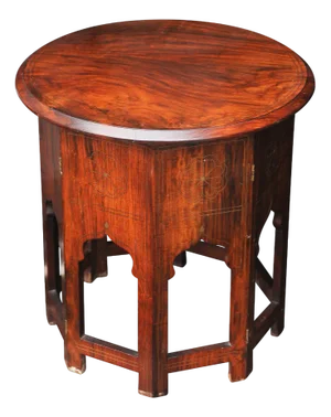 Antique Hardwood Tea Table with Brass Floral Decorations, 1890s