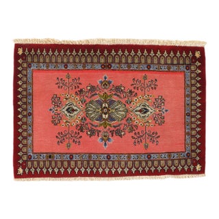 Vintage Hand-Knotted Persian Qom Rug 2'1" X 3'1" For Sale