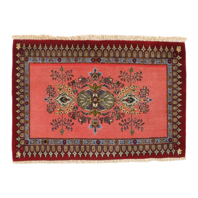 Vintage Hand-Knotted Persian Qom Rug 2'1" X 3'1" For Sale