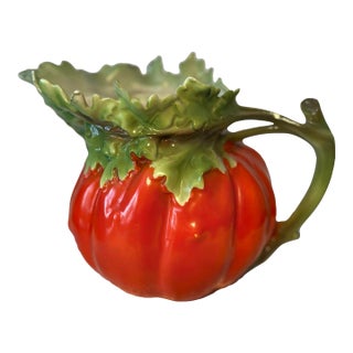 Antique Royal Bayreuth Bavaria Pumpkin Ceramic Pitcher For Sale