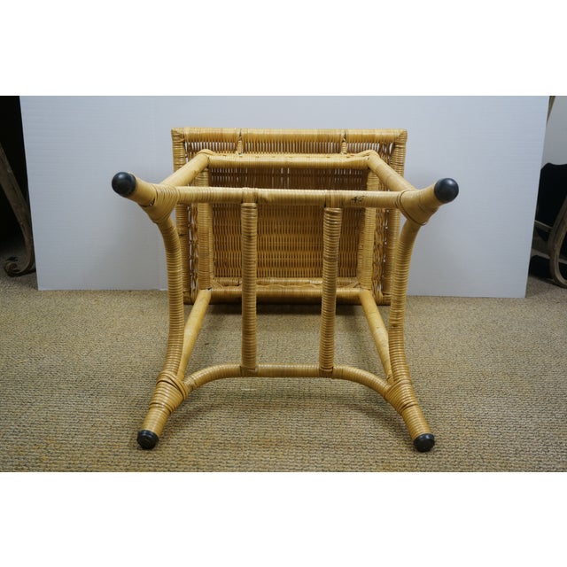 Vintage Wicker Tiered Side Accent End Table With Basket Insert For Sale - Image 11 of 12