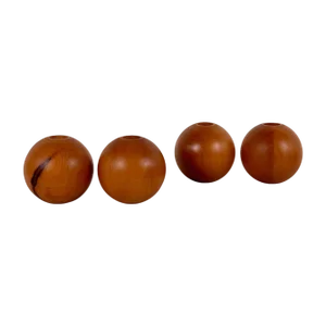 Spherical Pearwood Candleholders attributed to Bottega Ghianda for Hermès, 1970s, Set of 4