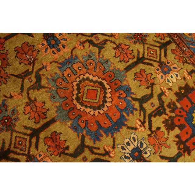 Amazing Camel Color With Geometric and Florid Design Antique Bakhtiari Rug For Sale - Image 11 of 12
