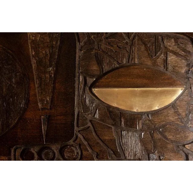 Modern Triptych Panels in Carved Wood by V. De Segonzac, Set of 3 For Sale - Image 6 of 11