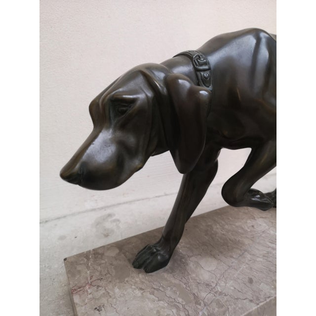 Metal Rochard, Weimaraner Dog, 1950s, Bronze and Marble For Sale - Image 7 of 15