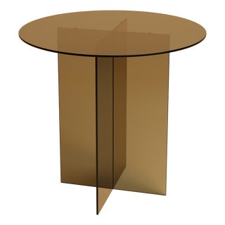 Round Bronzed Glass Dining Table by Lebanto For Sale