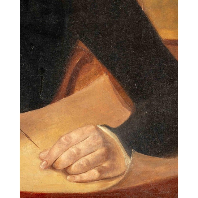 Illegibly Signed Portrait of a Man Oil on Canvas, 1844 For Sale In New York - Image 6 of 10