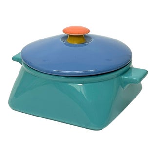 Mid 20th Century Color Blocked Square Casserole Dish With Lid by Lindt-Stymeist For Sale