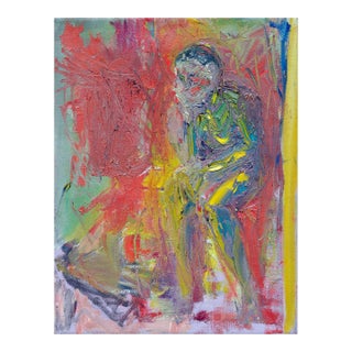 Abstract Expressionist Seated Man Figurative by Daniel David Fuentes For Sale
