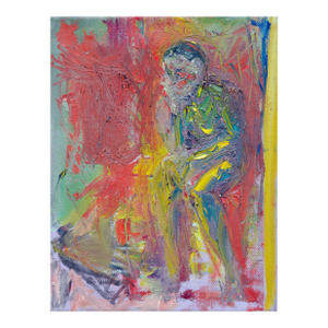 Abstract Expressionist Seated Man Figurative by Daniel David Fuentes