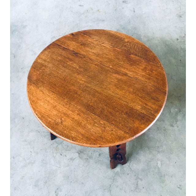 1950s Brutalist Artisan Oak Carved Side Table, 1950s For Sale - Image 5 of 17