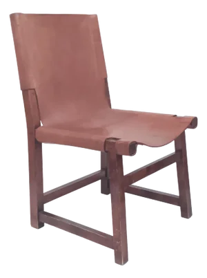 Spanish Wood and Leather Chair, 1960s