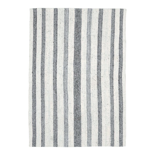 Vintage Turkish Oushak Handmade Wool Cotton White Kilim Area Rug For Sale