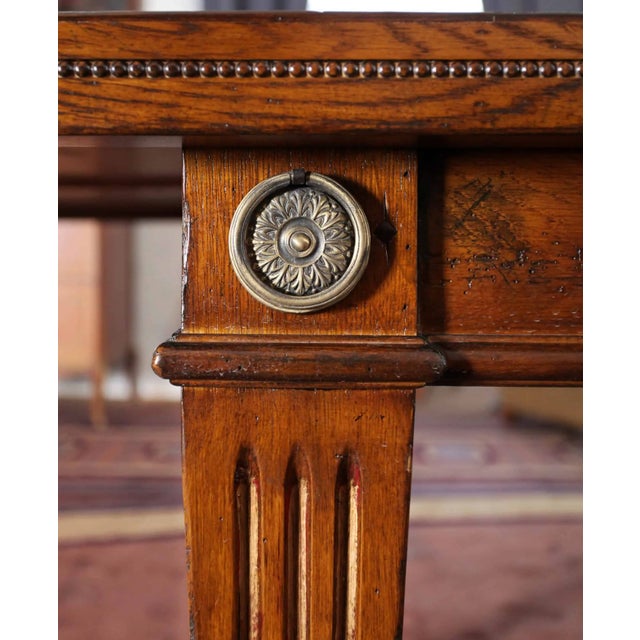 Large Neoclassical Extendable Walnut Table For Sale - Image 4 of 7