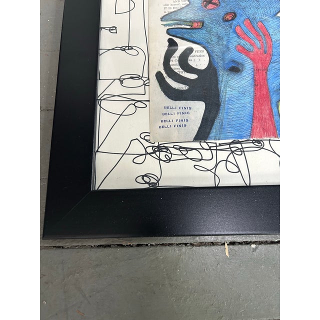 Contemporary Original Wayne Cunningham Abstract Collage / Marker Drawing For Sale - Image 4 of 4