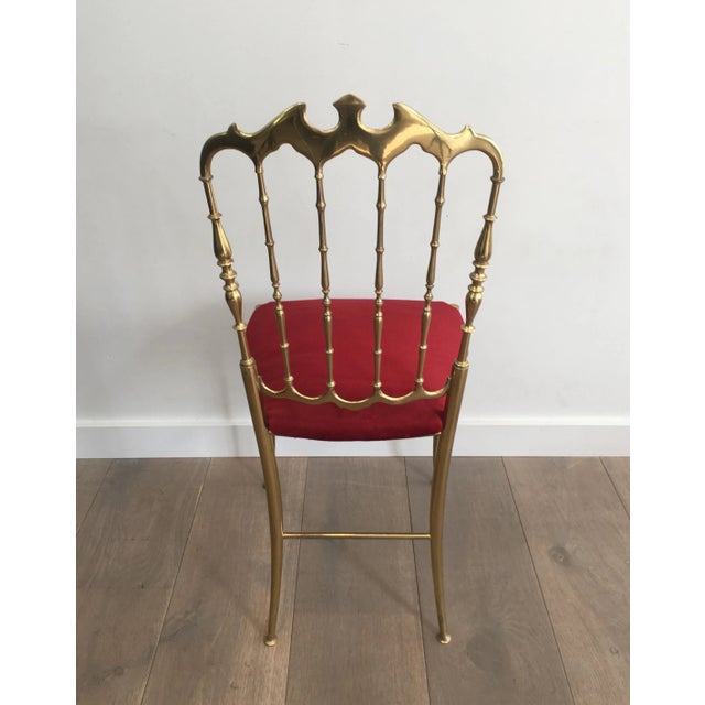 Brass and Red Velvet Chiavari Chair, circa 1940 For Sale - Image 4 of 13