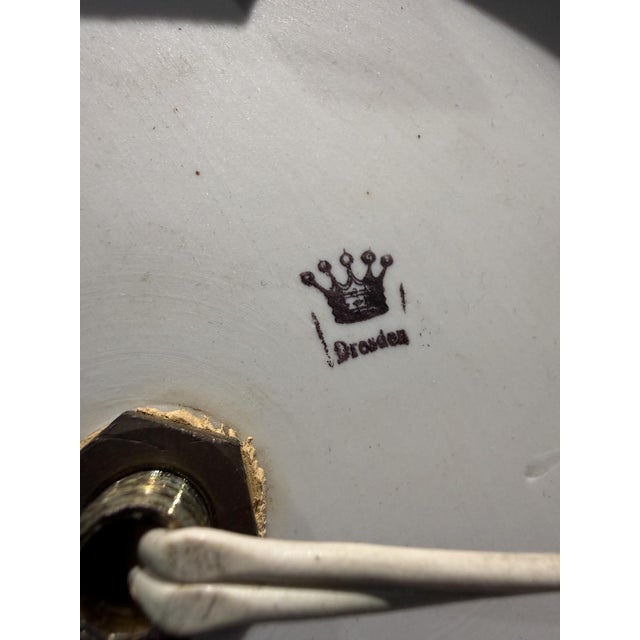 Off-white Pair of Dresden Bisque Porcelain Cherub Table Lamps Neoclassical Germany For Sale - Image 8 of 13