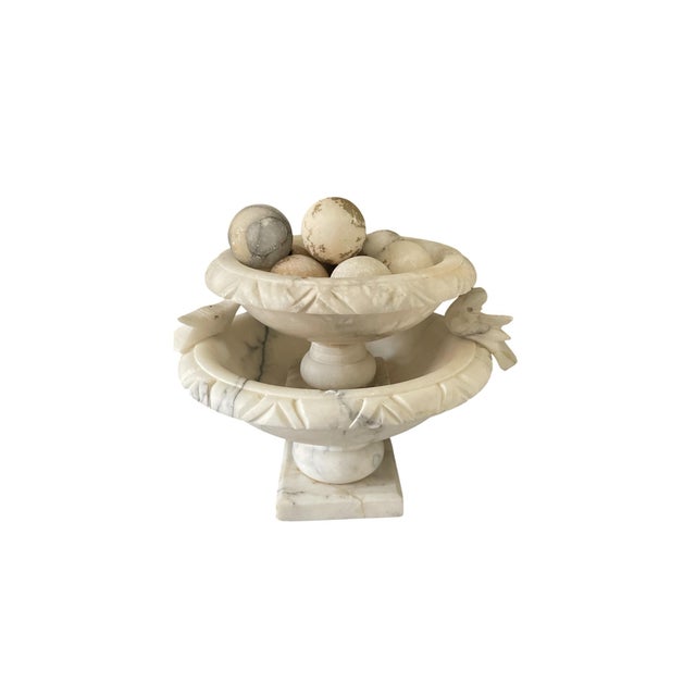 Italian Alabaster Antique Bird Bath Set For Sale - Image 4 of 4