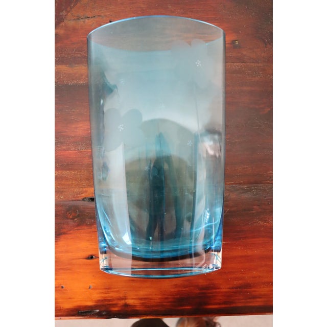 Late 20th Century Floral Etched Art Glass Vase For Sale - Image 5 of 9