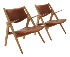 Vintage CH28 Sawbuck Lounge Chairs by Hans J. Wegner for Carl Hansen, 1960s, Set of 2