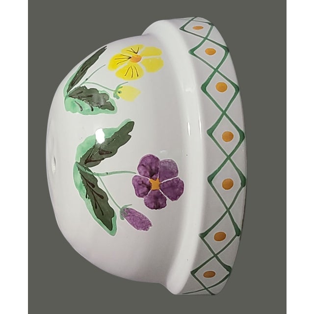 Green Late 20th Century Hand Painted Floral Italian Terra Cotta Wall Hanging Planter For Sale - Image 8 of 10