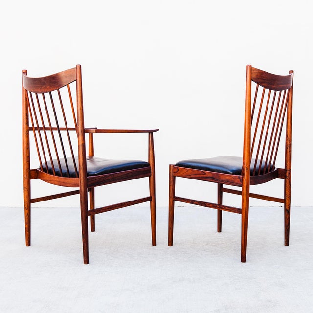 Brick Red Vintage Arne Vodder Model 422 Rosewood & Leather Danish Modern Dining Chairs For Sale - Image 8 of 12