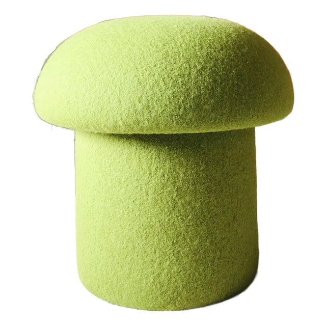 Mushroom Ottoman in Kiwi Wool For Sale