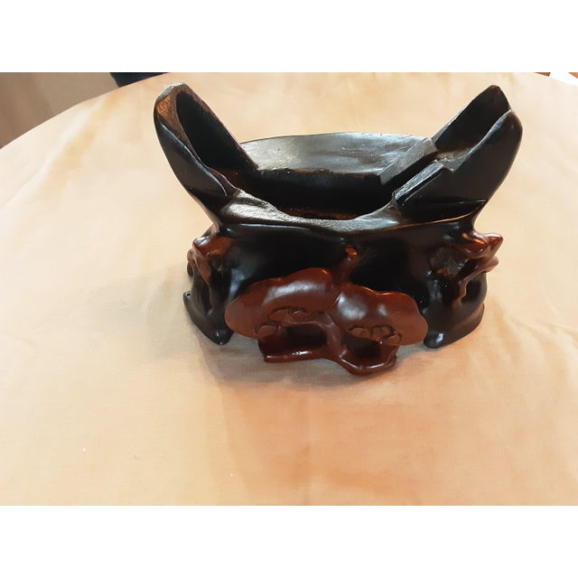 Early 20th Century Chinese Hand Carved Crystal Sculpture on a Rosewood Stand For Sale - Image 4 of 11