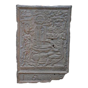 Swedish Baroque Cast Iron Jamb / Five-Plate Stove Plate Panel / Fireback