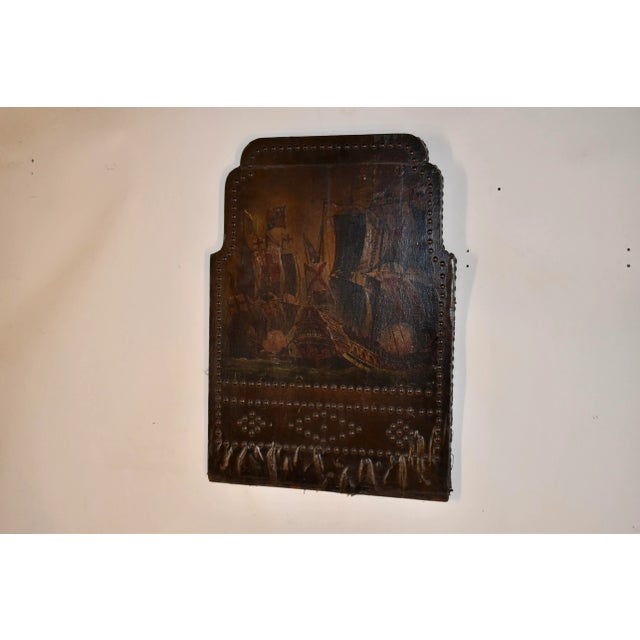 19th century English painting of ships. The painting is composed on canvas over wood, and is reminiscent of the 18th...