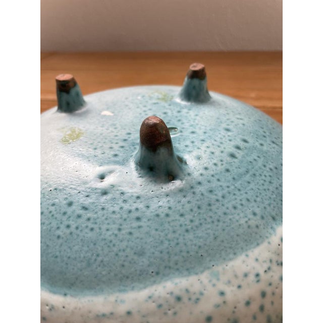 Blue Enameled Tripod Plate Dish, 1950s For Sale - Image 18 of 18