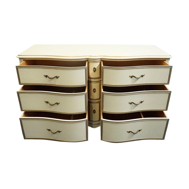 Late 20th Century Drexel Furniture Touraine Collection Custom Cream Pained Country French Provincial 54" Double Dresser 200-120-1 For Sale - Image 5 of 15