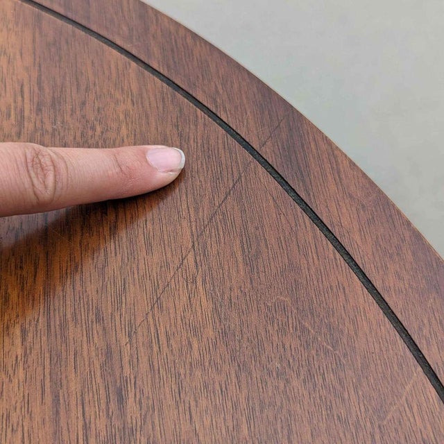 1970s 1970s Round Walnut Cabinet End Table With Storage For Sale - Image 5 of 10