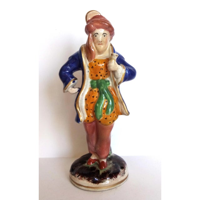 19th-Century Antique Staffordshire Figurine of a Man in a Blue Coat and Turban For Sale - Image 10 of 10