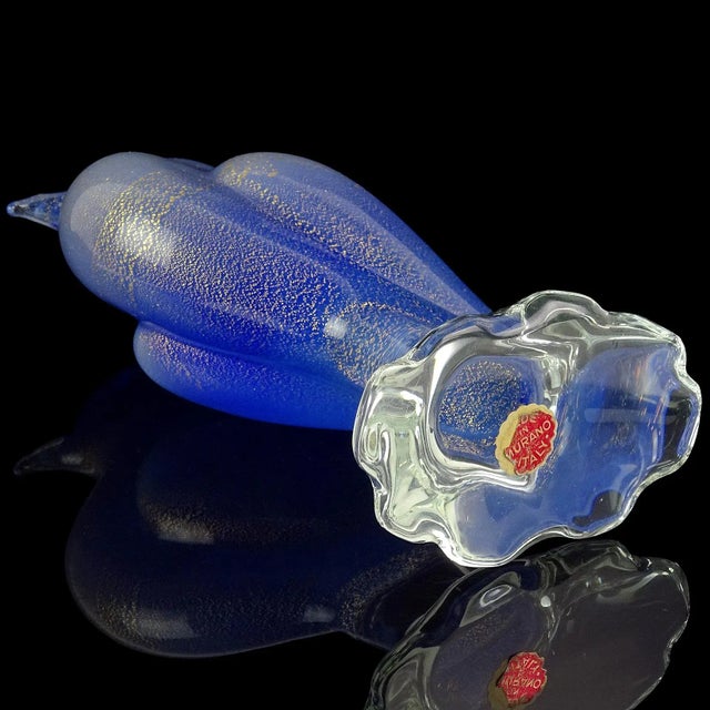 Vintage Seguso Murano Cobalt Blue Opal Gold Flecks Italian Art Glass Mid-Century Bird Sculpture For Sale In Orlando - Image 6 of 8