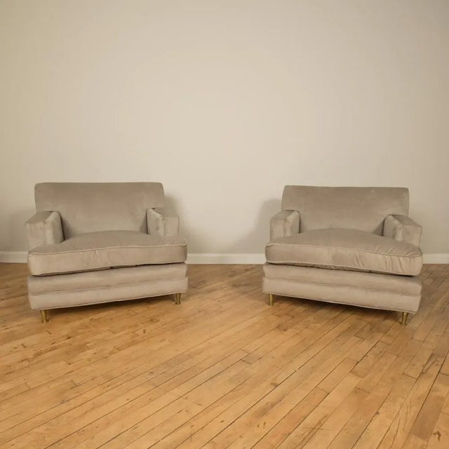 1950s Mid Century Italian Bronze Leg Oversized Club Chairs - a Pair For Sale - Image 4 of 9