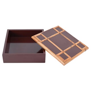 Italian Bakelite and Bamboo Square Decorative Box by Tommaso Barbi, 1980s For Sale