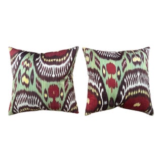 Pair of 1990s Ikat Pillows For Sale
