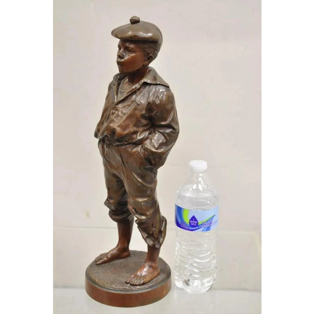 Late 19th Century V. Szczeblewski French Bronze Boy Statue "The Whistler" Le Mousse Siffleur For Sale - Image 10 of 12