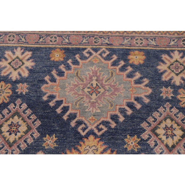 1990s Bohemian Kazak Tribal Light Blue/Beige Wool Rug - 4'0''x6'1'' For Sale - Image 5 of 10