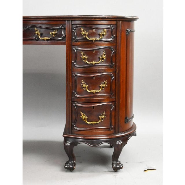 Gold Victorian Mahogany Kidney Shaped Desk, 1870 For Sale - Image 8 of 12