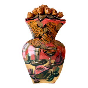 Late 20th Century Prickly Pear Flower Sculptural Lidded Vessel