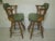 1970s Wood Frame Swivel Counter Stools Green Leather Seat Set of Two For Sale - Image 12 of 12
