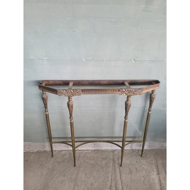 Louis XVI Style Console in Gilded Brass, 1950s For Sale - Image 10 of 13