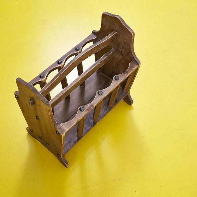 Vintage Wooden Magazine Rack For Sale - Image 4 of 6
