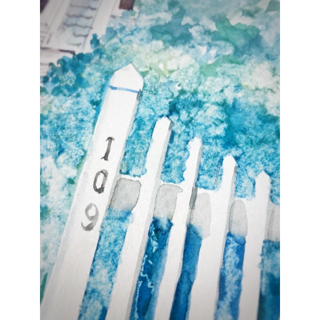 Paint Original Artist Signed Watercolor Jerry Baum Seaside Beach 30a Fl Framed Artwork For Sale - Image 7 of 10