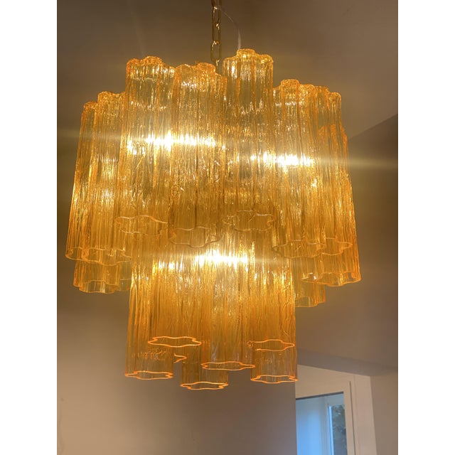 Murano Contemporary Amber “Tronchi” Murano Glass Chandelier For Sale - Image 4 of 9